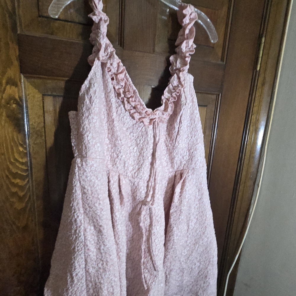 Pink Ruffle Textured Dress